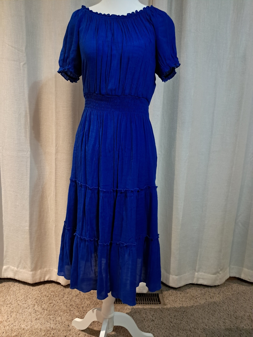 Vivid Aura Royal Blue Tiered Midi Dress Size 6